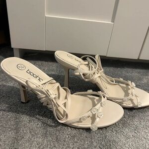 Boohoo Cream Strappy Heels